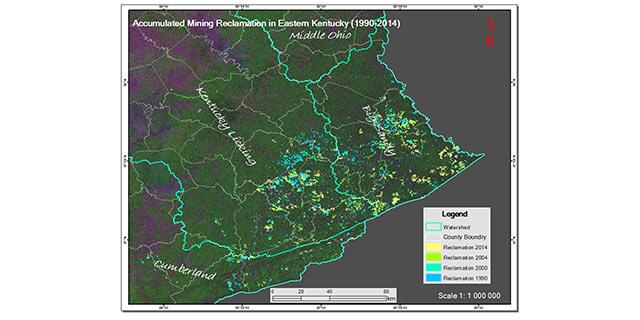 Map of accumulated mining reclamation in Eastern Kentucky