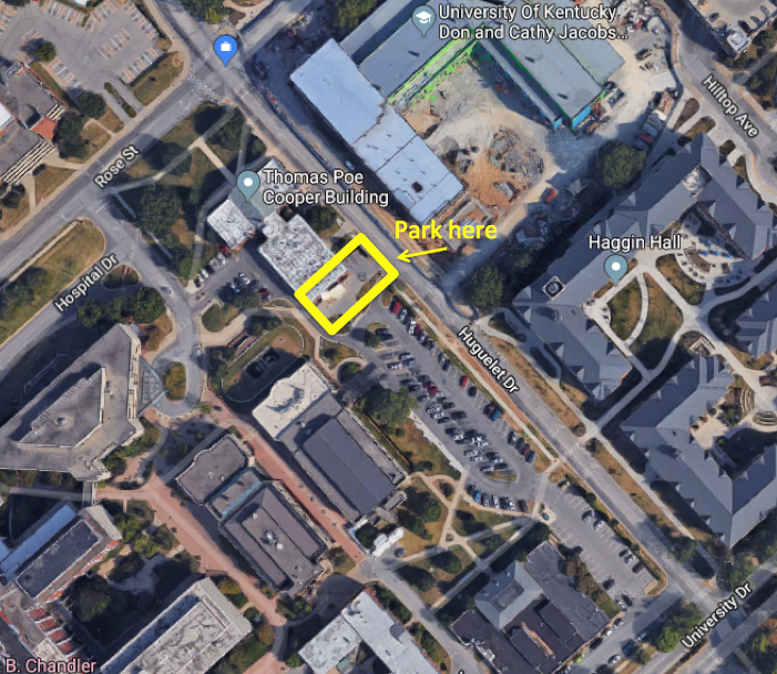 Map to parking at the Thomas Poe Cooper Building