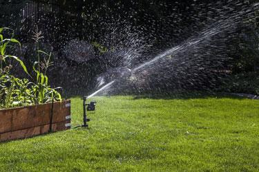 A sprinkler can be used as  a frightening device.