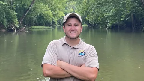 Photo of Josh Kennedy working in the summer with the Kentucky Division of Forestry