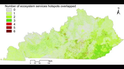 Map of ecosystem services in Kentucky