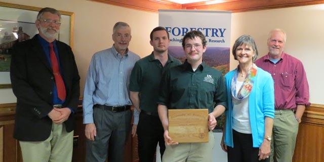 First recipient of the Forestry Alumni Scholarship, along with members of the Forestry Alumni Scholarship Committee.